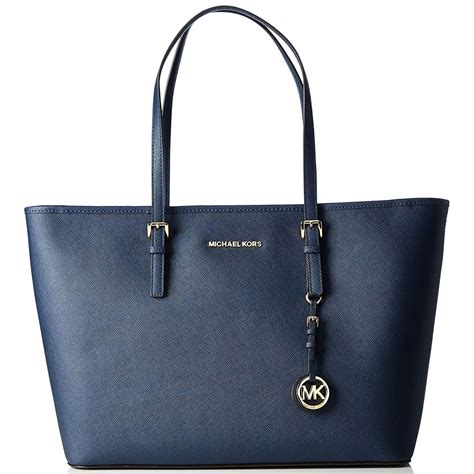 michael kors medium jet set tote navy blue|saffiano leather tote Michael Kors.